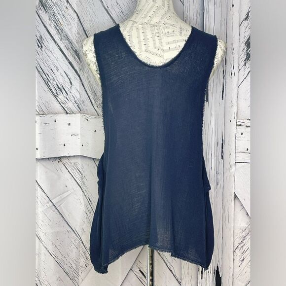 Art259Design Cotton Gauze Top Made in Italy Navy M - Picture 2 of 4
